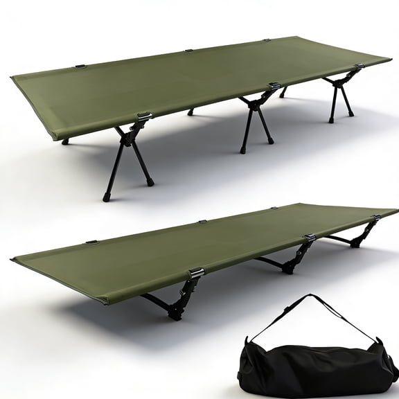 PRIJESSE Foldable Camping Bed with Height Adjustable Legs, Heavy Duty 300 lbs Portable Cot for Sleeping, Lightweight Tent Cot for Outdoor Camping, Travel, Office Nap
