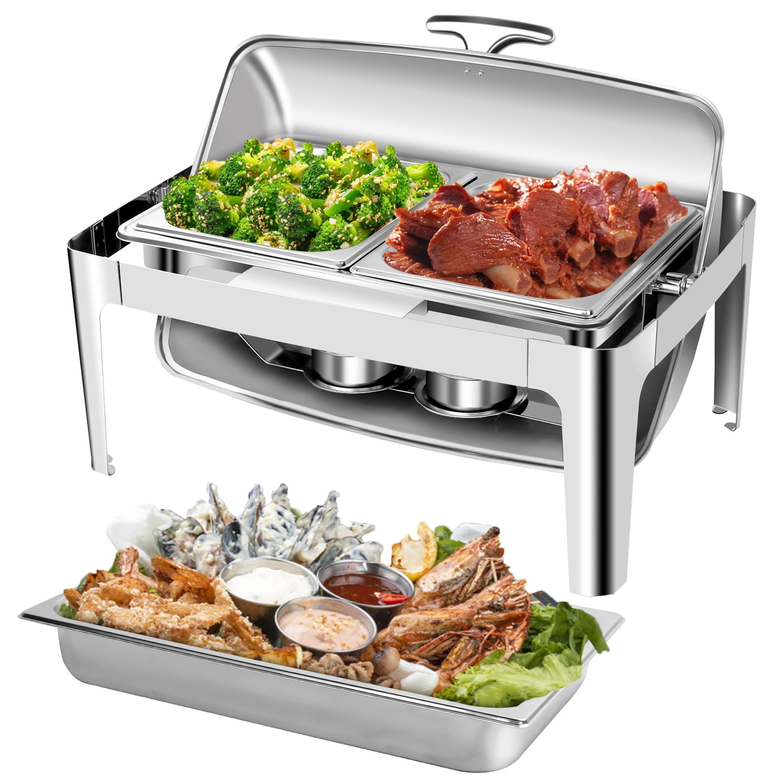 PRIJESSE Rectangular Roll Top 8QT Chafing Dish Buffet Set, Catering ...