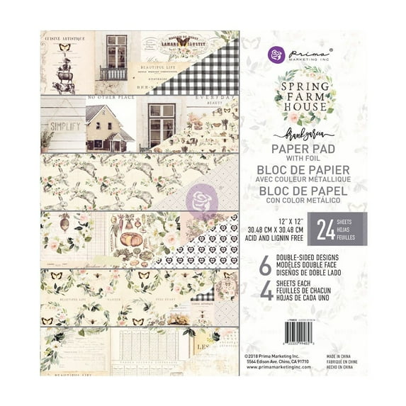 PRIMA MARKETING INC 12x12 Spring Farmhouse Paper Pad UPC 655350994853