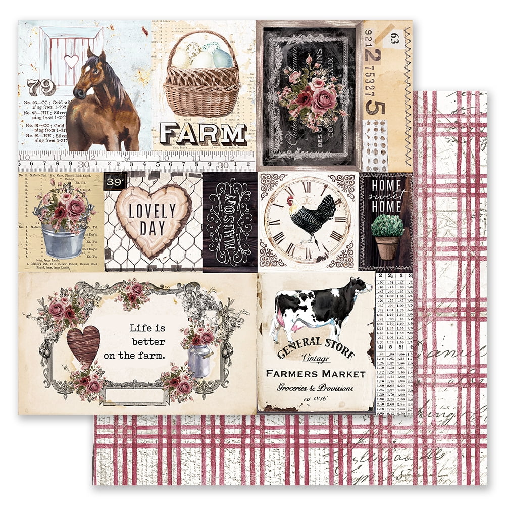 PRIMA MARKETING INC Farm Sweet Farm Collection 12x12 Sheet - Out On The Farm - 12x12 in, w/ foil details UPC 655350849368