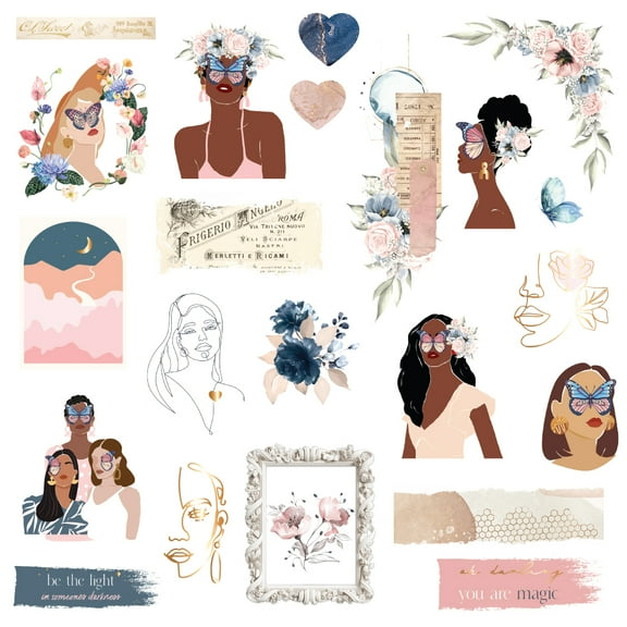 PRIMA MARKETING INC Indigo Collection Ephemera - 22 pcs, w/ foil details UPC 655350998301