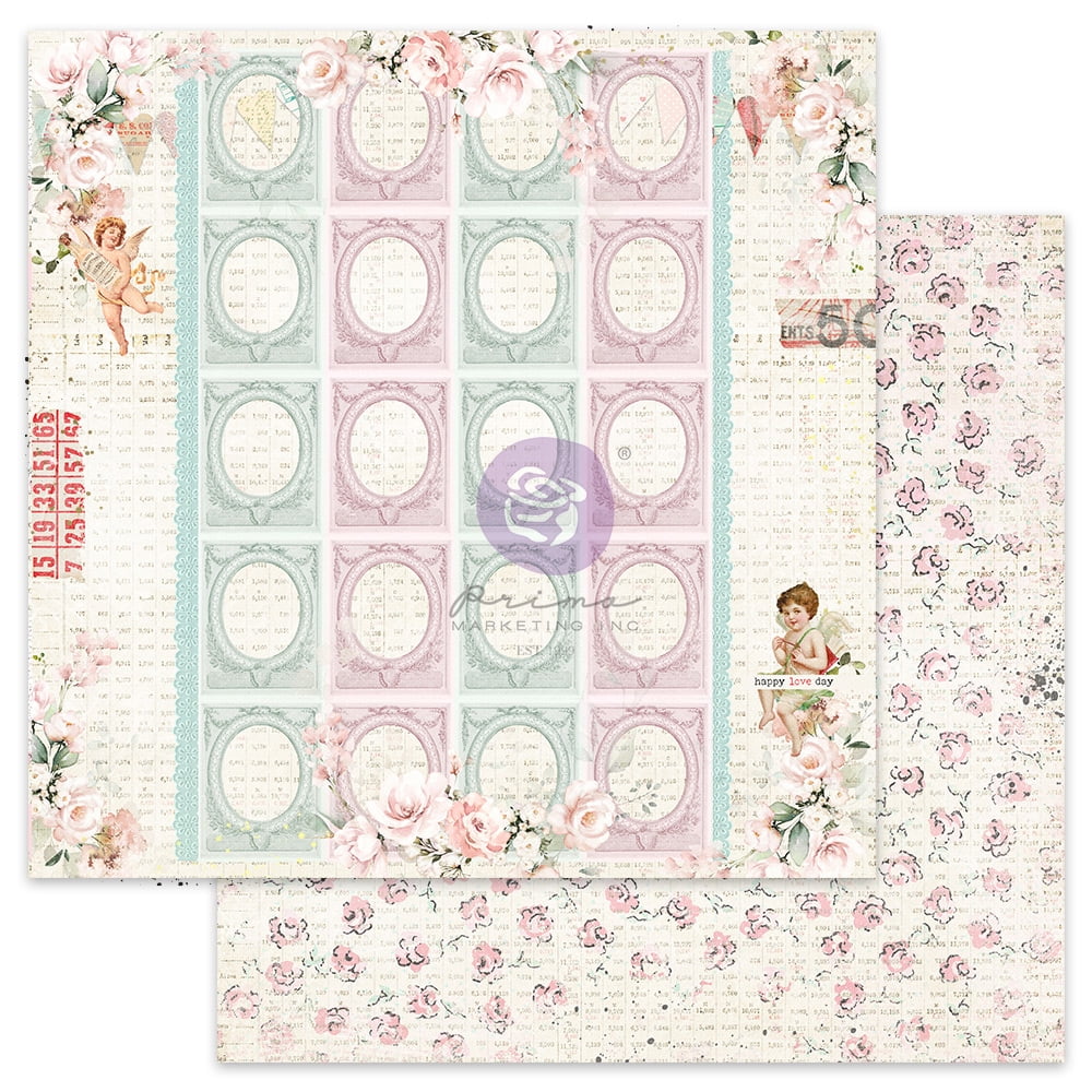 PRIMA MARKETING INC Love Notes Collection 12x12 Sheet - Happy Love Day - 1 sheet 12"x12" w/ foil details UPC 655350999278