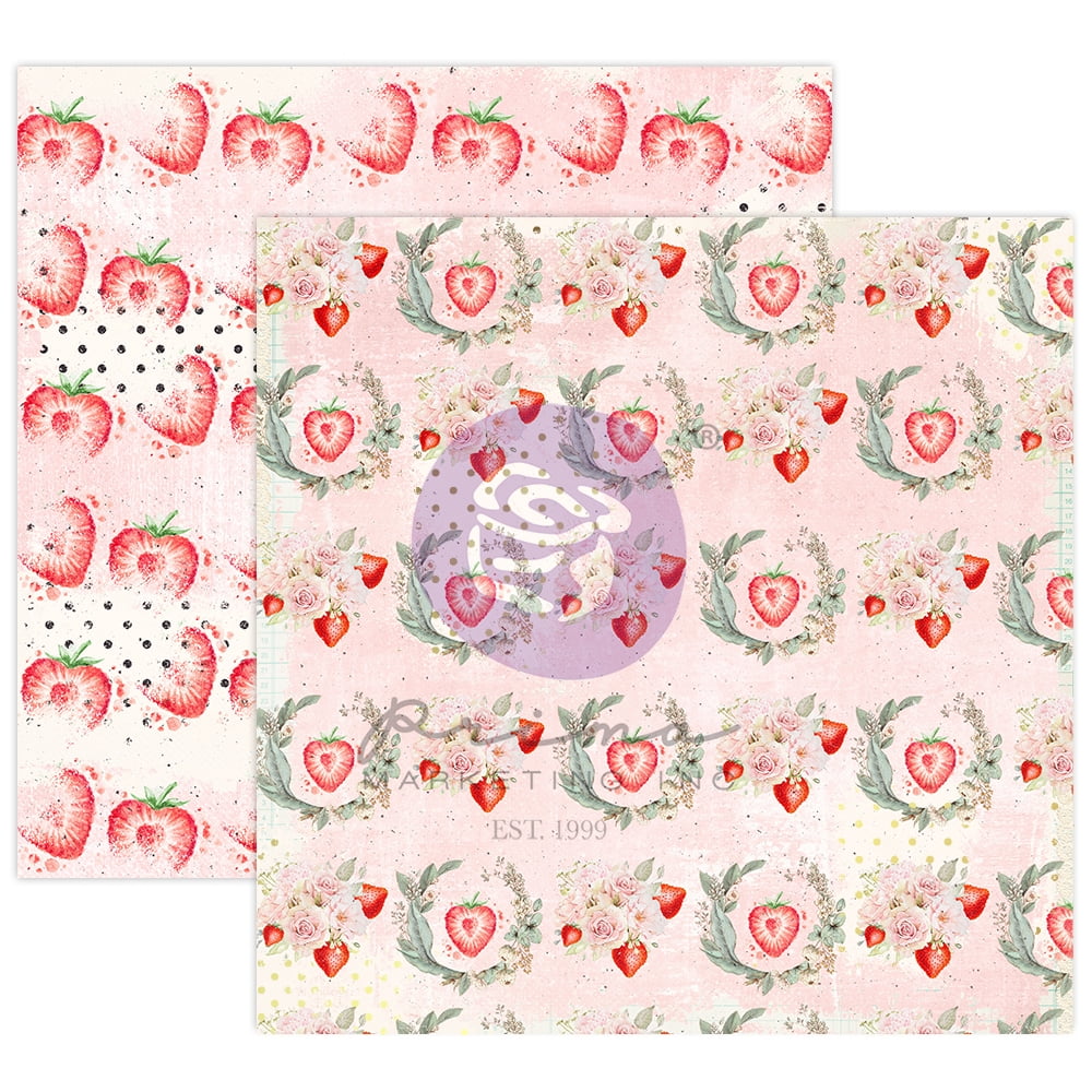 PRIMA MARKETING INC Strawberry Milkshake Collection 12x12 Sheet - Berries & Cream - 12x12 in, w/ foil details UPC 655350998462
