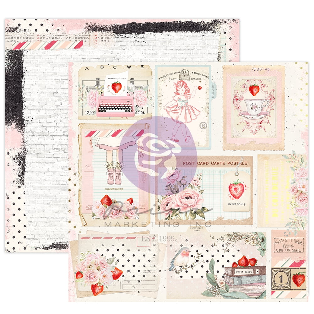 PRIMA MARKETING INC Strawberry Milkshake Collection 12x12 Sheet - Dulce - 12x12 in, w/ foil details UPC 655350998455