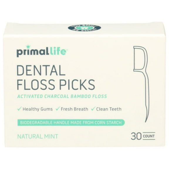 PRIMAL LIFE ORGANICS FLOSS DENTAL BAMBOO CHAR 30 EA - Pack of 1