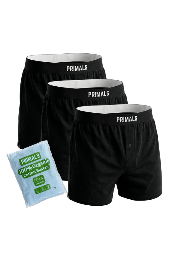 100% Organic Cotton Boxers - Improves Testosterone & Fertility - Soft & Breathable - Midnight Black (3 Pack) (US, Alpha, XX-Large, Regular, Regular, Midnight Black)