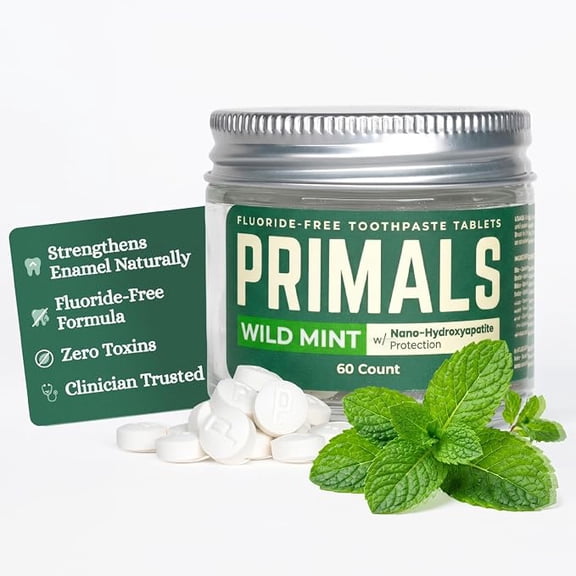 Primals Fluoride-Free Toothpaste Tablets - Wild Mint - 60 Count