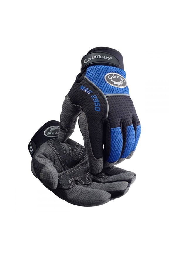PRIMAX Caiman 2950 Multi Activity Glove with Synthetic Leather and Padded G Grip Palm Patches, Black and Blue
