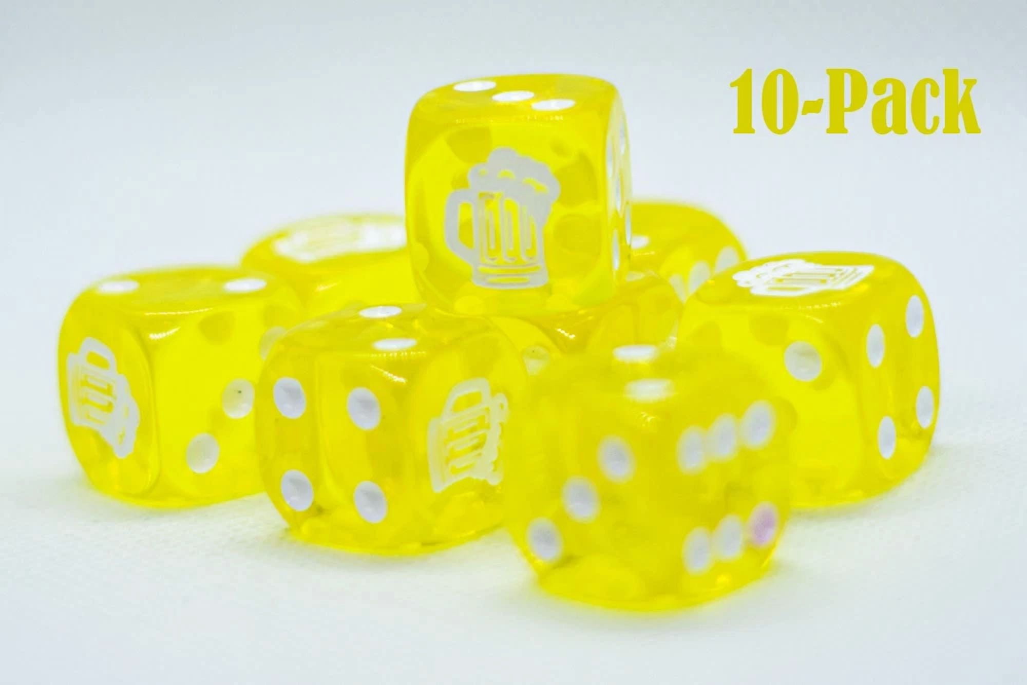PRIME- 10-Pack Clear Yellow W/White 16Mm D6 Dice Featuring A White Mug On The '1' Side