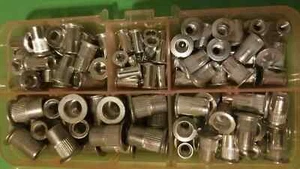 PRIME - (100 Pcs) Sae Rivet Nut Rivnut Aluminum Assort Kit 6-32 8-32 10-24 10-32 1/4-20