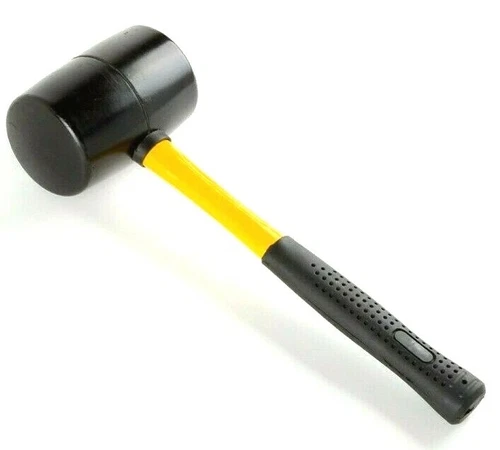 PRIME - 16Oz Rubber Mallet Fiber Glass Handle Double Round Face Soft-Grip Handle Tool