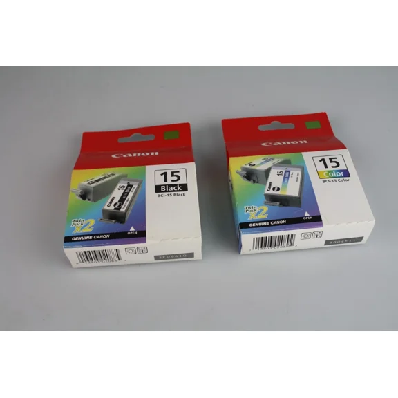 PRIME- 2 New Genuine Sealed Bag Canon 15 Bci-15 Black And Color Inkjet Cartridges