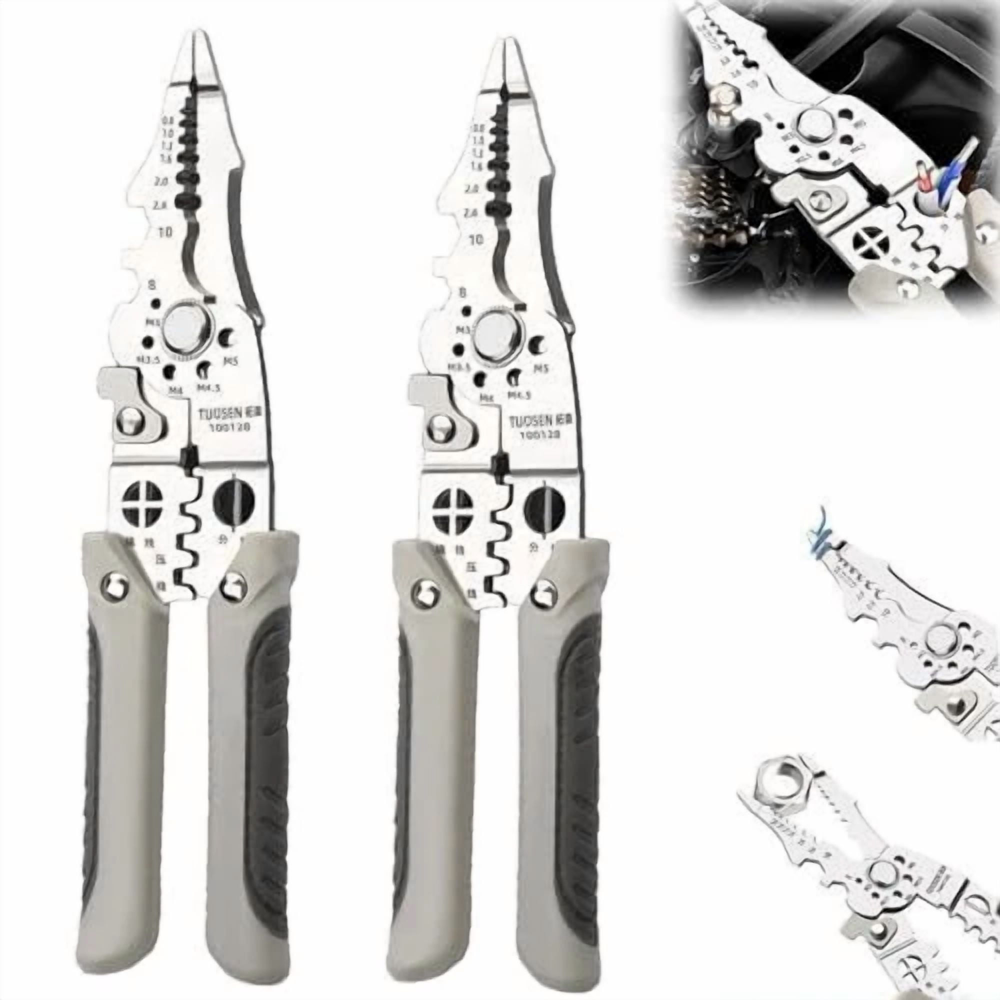 PRIME - 2 Pack Upgrade Wire Crimper Tool Multifunction Wire Stripper Cable Cutter Pliers