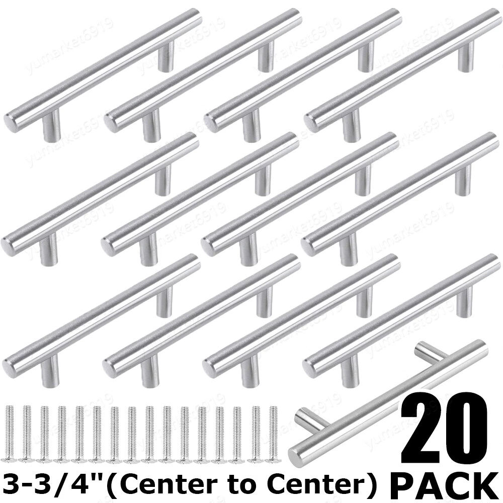 PRIME - 20Pack Brushed Nickel Kitchen Cabinet Pulls Stainless Steel Drawer T Bar Handles