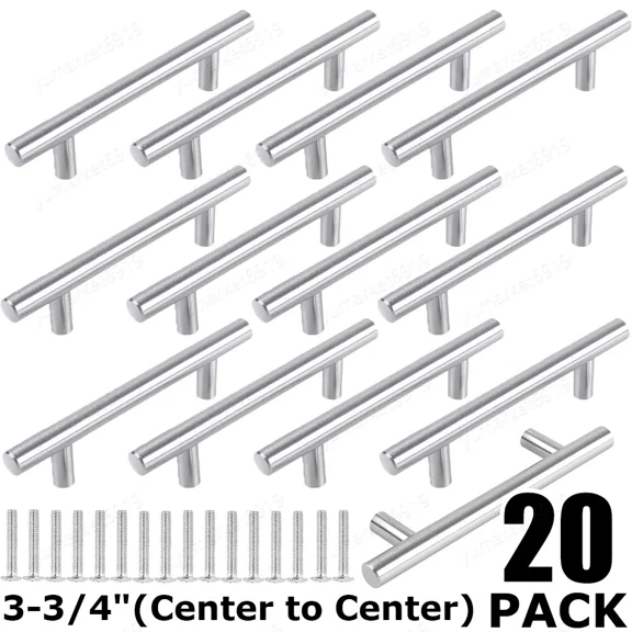 PRIME - 20Pack Brushed Nickel Kitchen Cabinet Pulls Stainless Steel Drawer T Bar Handles