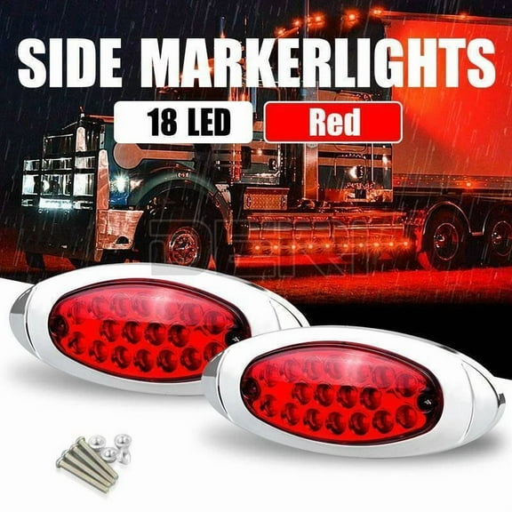 PRIME- 2X Red 18 Led Truck Side Marker Light Clearance Turn Signal Drl Trailer Lorry Us