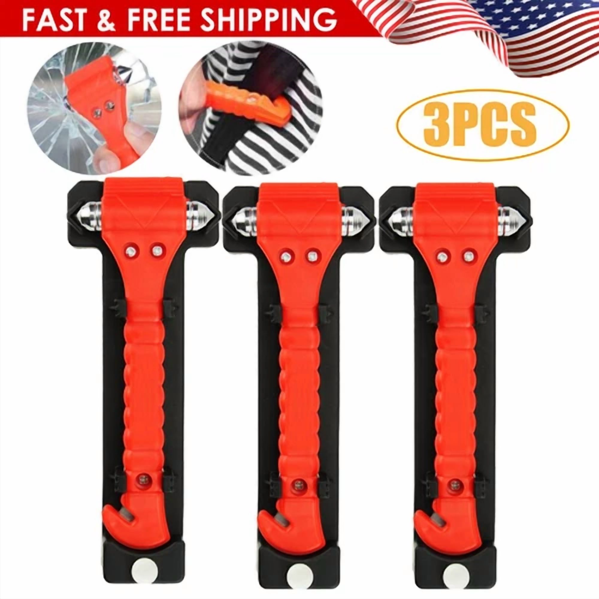 PRIME - 3Auto Emergency Rescue Escape Tool-Seatbelt Cutter & Window Glass Breaker Hammer