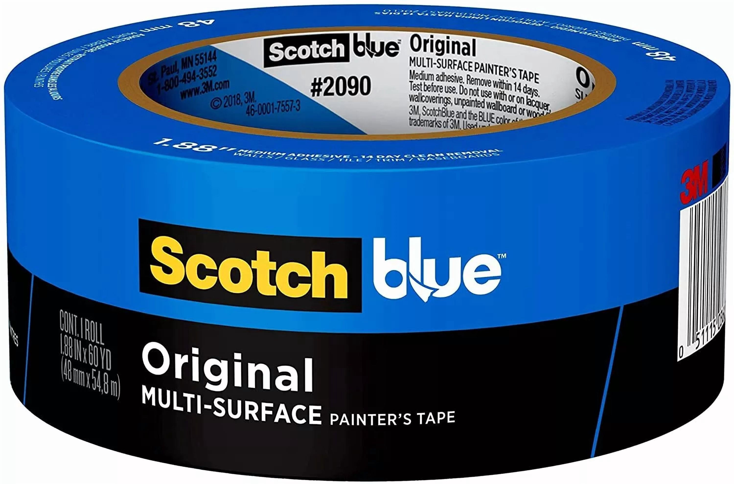 PRIME - 3M Scotch Blue Painters Masking Tape 2 In X 60 Yd Multi-Surface #2090 Medium