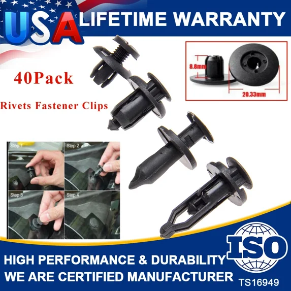 PRIME- 40 Car Push Retainer Fender Pin Body Bumper Rivet Trim Moulding Clip Accessories
