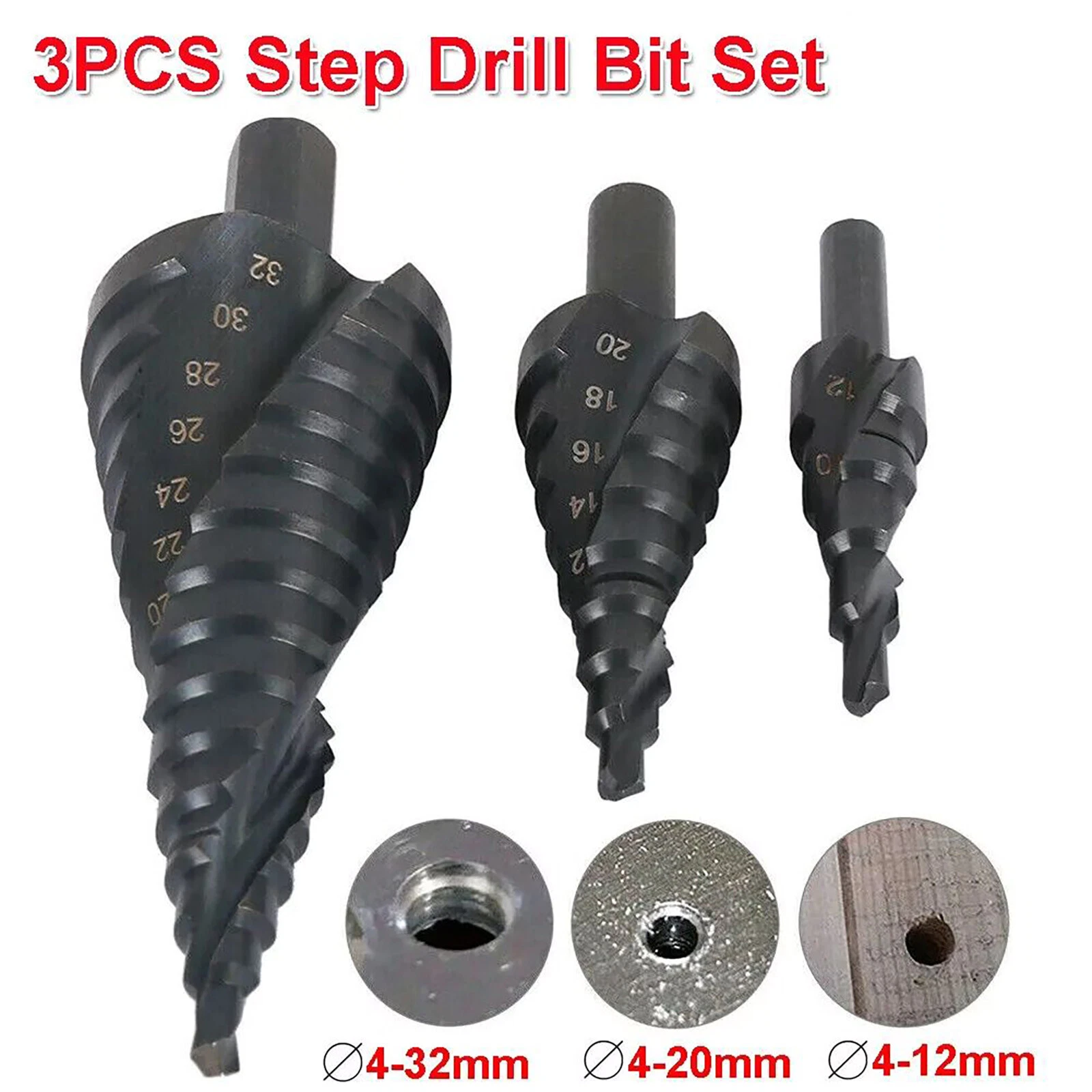 PRIME - 6/8/10Mm Shank Hss Step Drill Bit Set Large Cone Titanium Bit Metal Hole Cutter