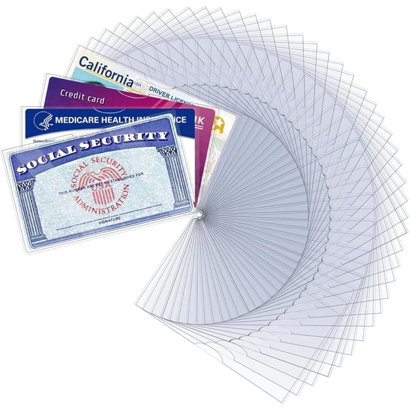 PRIME 60 Pack Social Security Card Protector Sleeves, Ultra Clear & Durable 31Mil Waterproof SSN/New Medicare/Credit Card Holder, Soft ID/Debit/Credit/Index Card Storage Sleeves