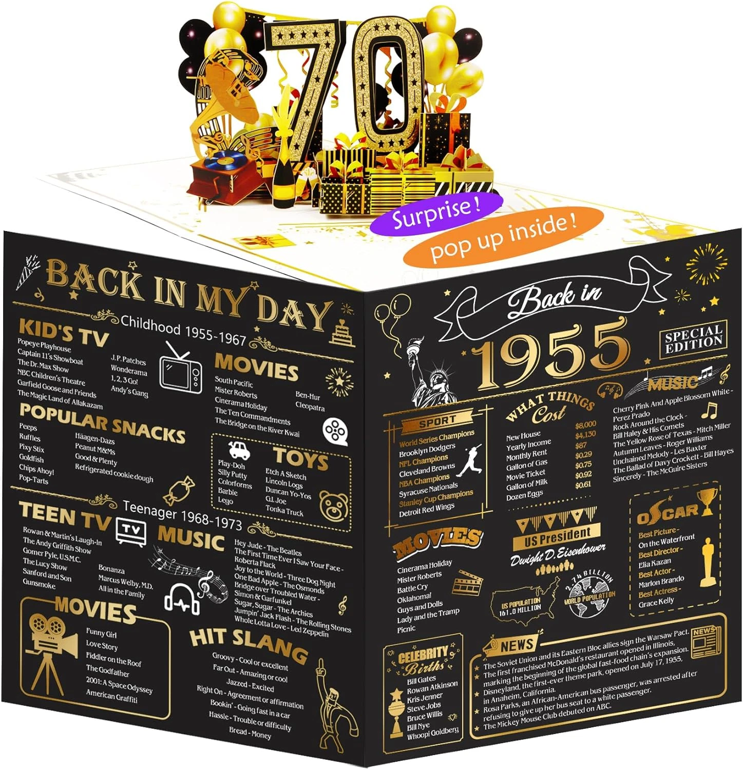 PRIME - 70Th Birthday Card For Men Women, Funny 3D Pop Up 70Th Birthday Gifts For Grandm