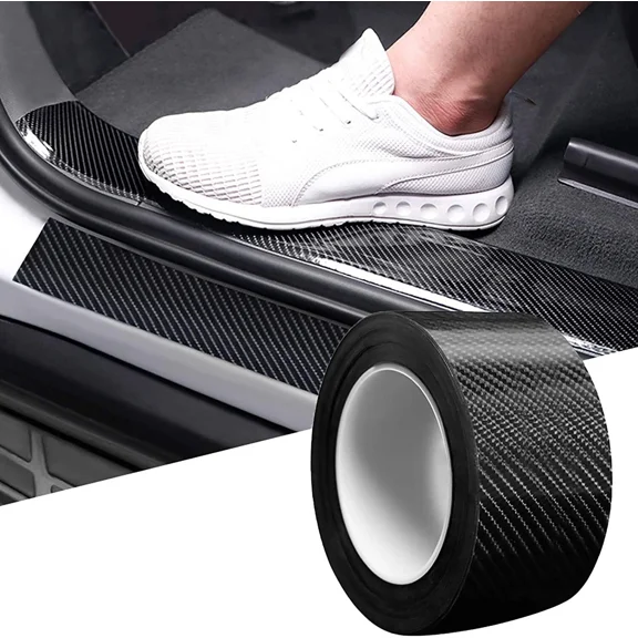 PRIME- Accessories Carbon Fiber Pvc Car Door Sill Scuff Cover Plate Sticker Protector