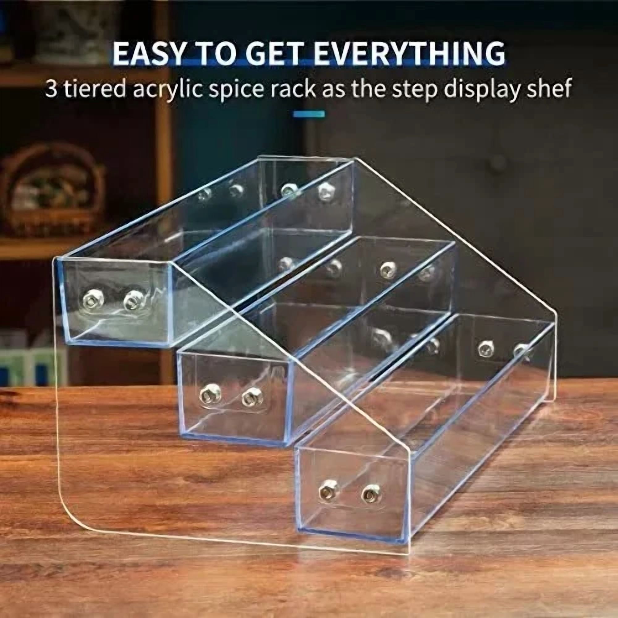 PRIME - Acrylic Spice Rack, Tiered Spice Rack Shelf Seasoning Organizer ...