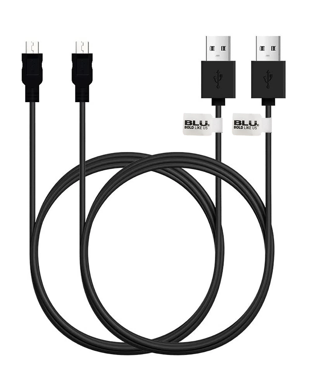 PRIME- Blu Oem Micro Usb Cable, 2 Pack 3Ft Each Fast Charging Cable, Android Phone