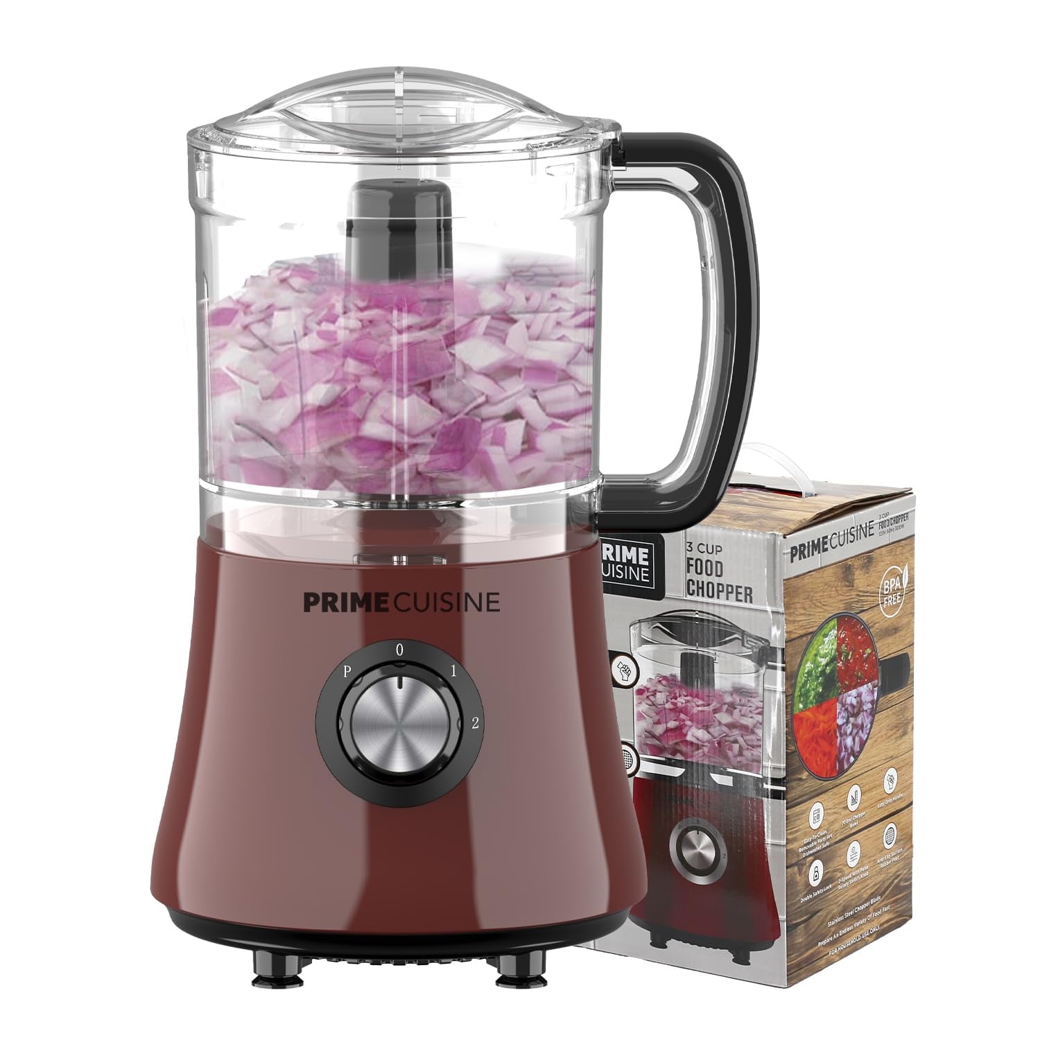 PRIME CUISINE Electric Vegetable Chopper & Food Processor, 3 Cup ...