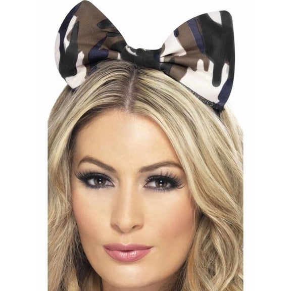 PRIME- Camouflage Bow Headband Camo Green Army Adult Womens Size Halloween Head Band