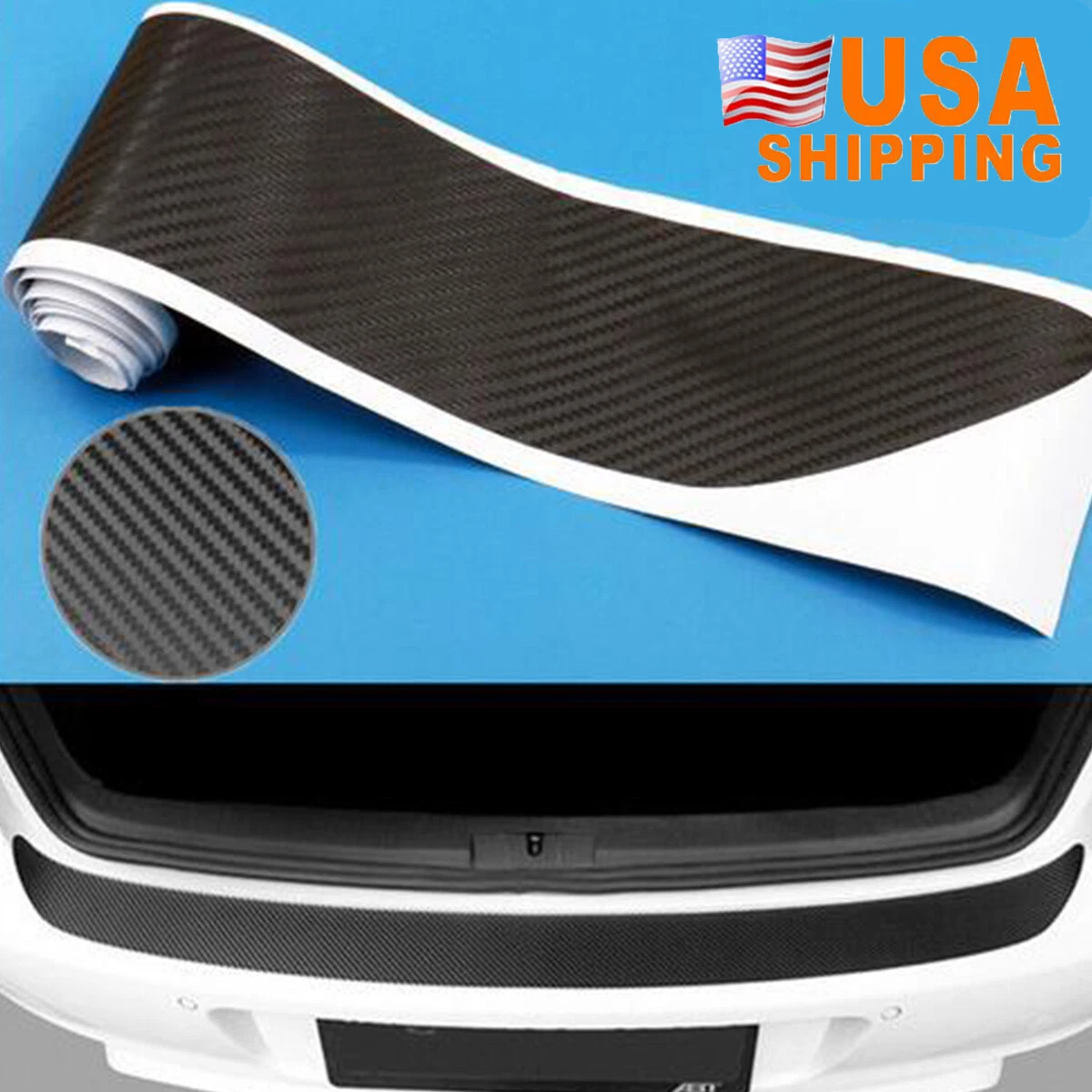 PRIME- Car Accessories Rear Bumper Trunk Tail Lip Protect Carbon Fiber Stickers Black