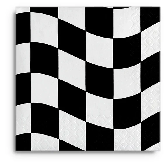 PRIME - Ceg Paper Beverage Napkins, Black & White Check - 2 Packs (650944)