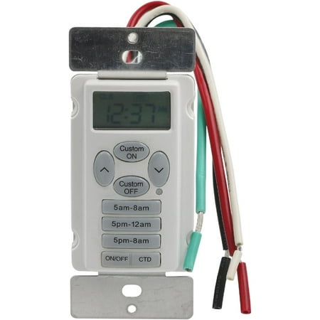 Prime Digital Light Timer EZ Set 15-Amp Hardwired Programmable - Countdown - White