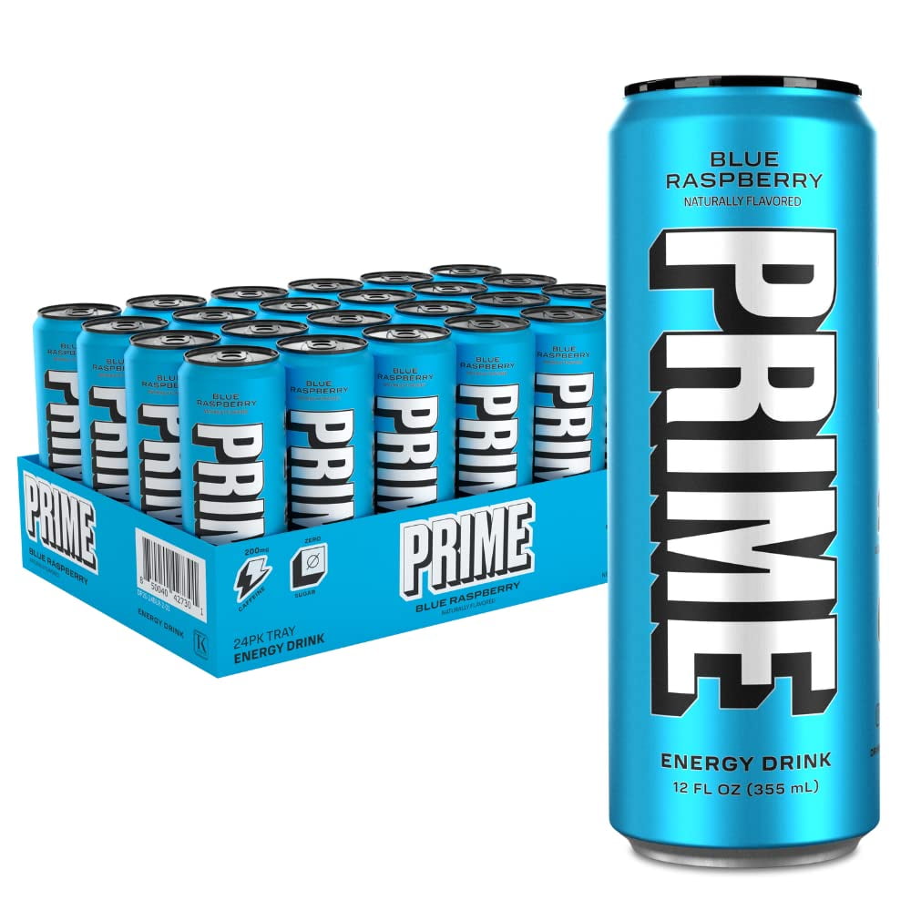 PRIME Energy BLUE RASPBERRY Zero Sugar Energy Drink Preworkout Energy 200mg Caffeine with