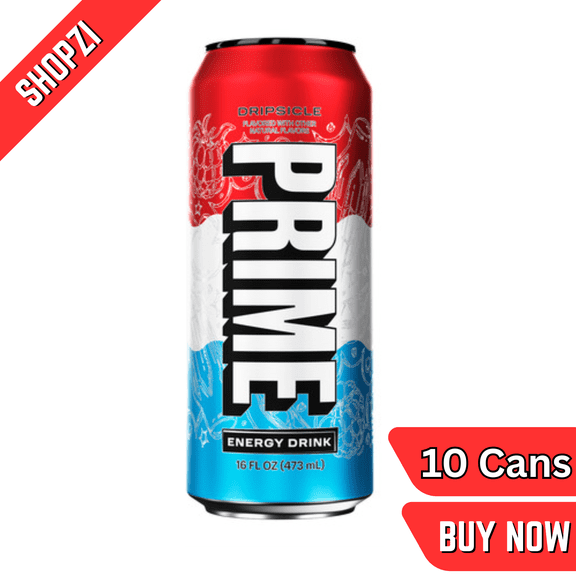 PRIME Energy Drink Dripsicle 16 fl oz Cans, 10 Pack, Zero Sugar Energy Drink, Dripsicle Flavor, Ready-to-Drink Performance Beverage