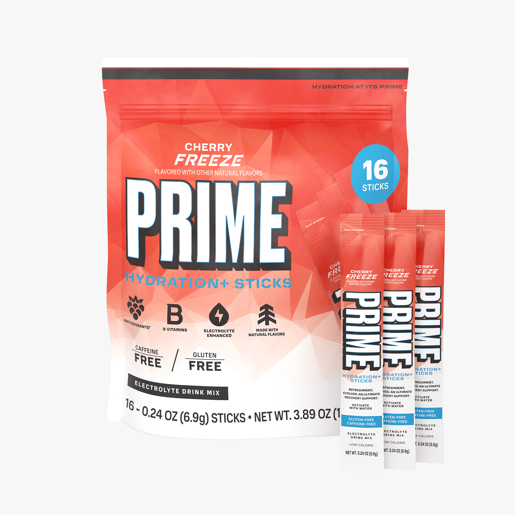 PRIME Hydration+ Cherry Freeze Electrolyte Powder Sticks, Sugar Free, 16 Count