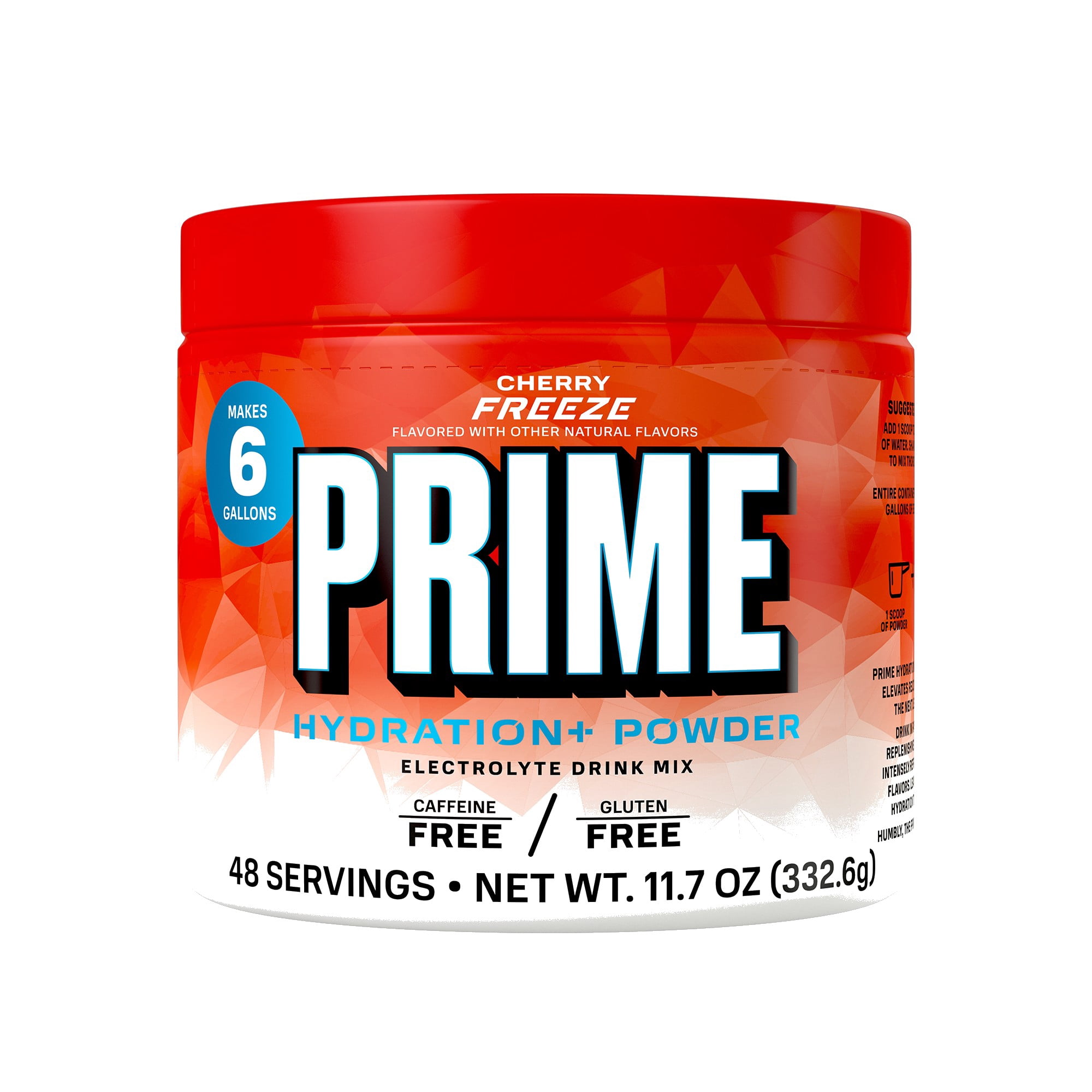PRIME Hydration+ Cherry Freeze Electrolyte Powder, Sugar Free, 6 Gallon Tub