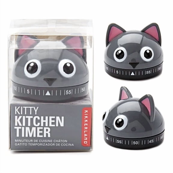 PRIME - Kikkerland Kitty Cat Kitchen Timer 60 Min Cooking Count Down Clock Alarm Gift