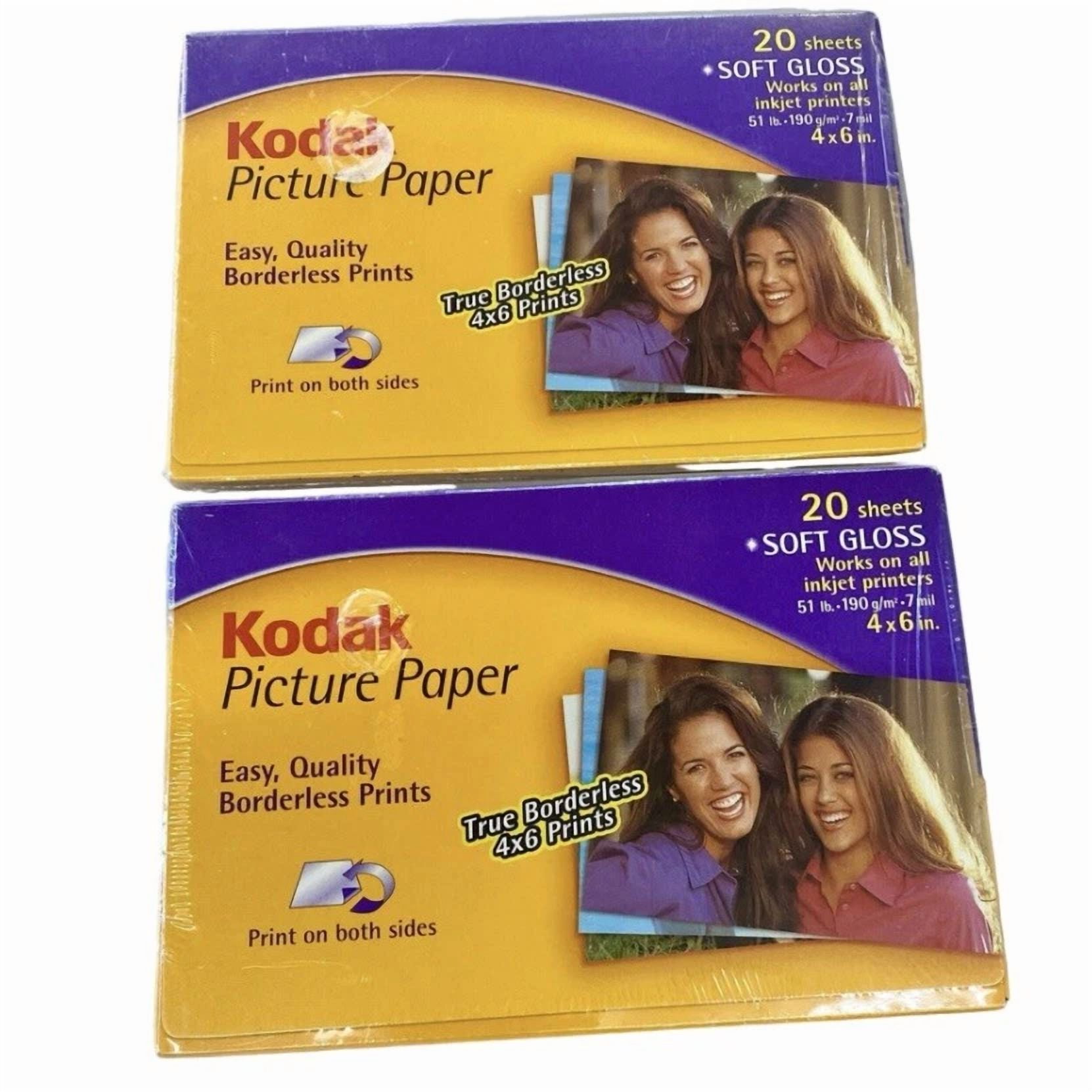 PRIME- Kodak Picture Paper 8870537 Soft Gloss 20 Sheets 4X6 Inkjet Printer 2 Pk Lot New