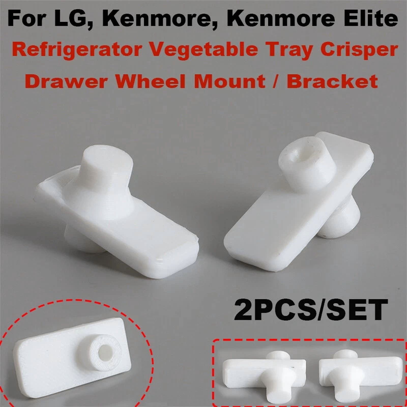 PRIME- L+R For Lg Refrigerator Vegetable Tray Crisper Drawer Wheel Mount Mcr620965 Set