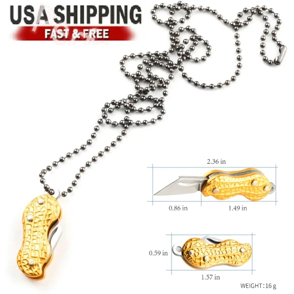 PRIME- Multi-Functional Peanut-Shaped Outdoor Portable Folding Knife Mini ( Gold ) Gift