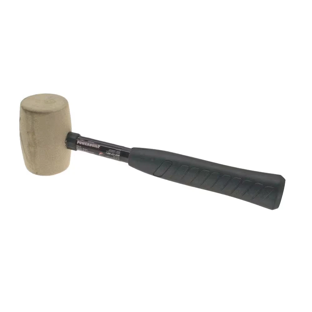 PRIME - Powerbuilt White Rubber Mallet Non-Marring Non-Sparking Hammer 16 Oz.