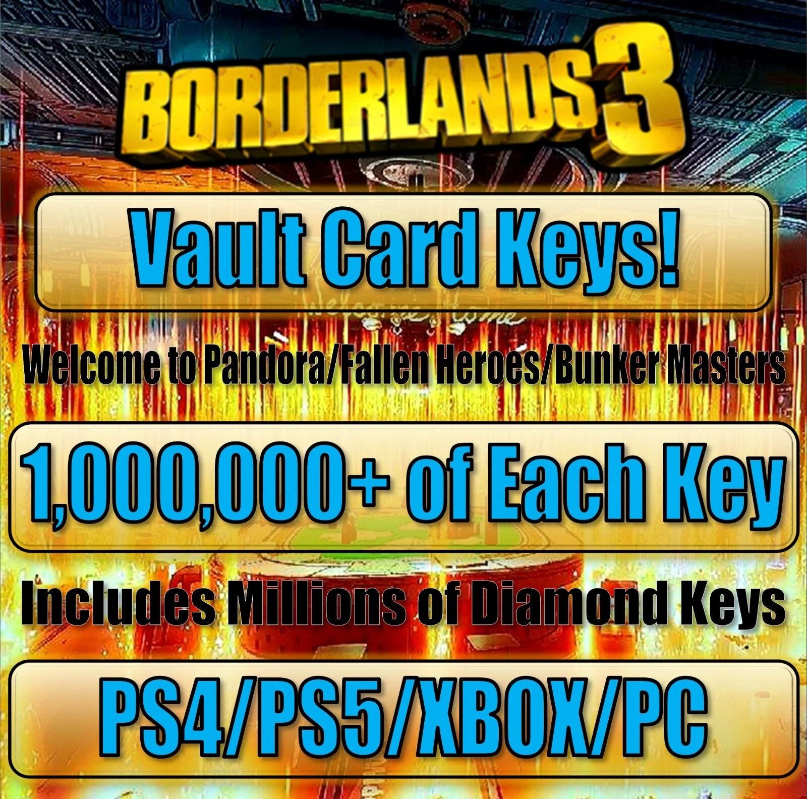 PRIME- Ps4/Ps5/Pc - 1,000,000+ Welcome To Pandora Vault Card Keys - Borderlands 3