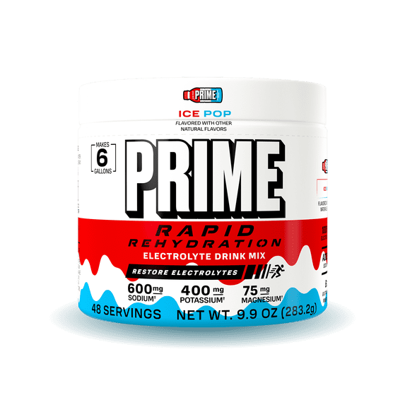 PRIME Rapid Rehydration Ice Pop Electrolyte Powder, Sugar Free, 6 Gallon Tub