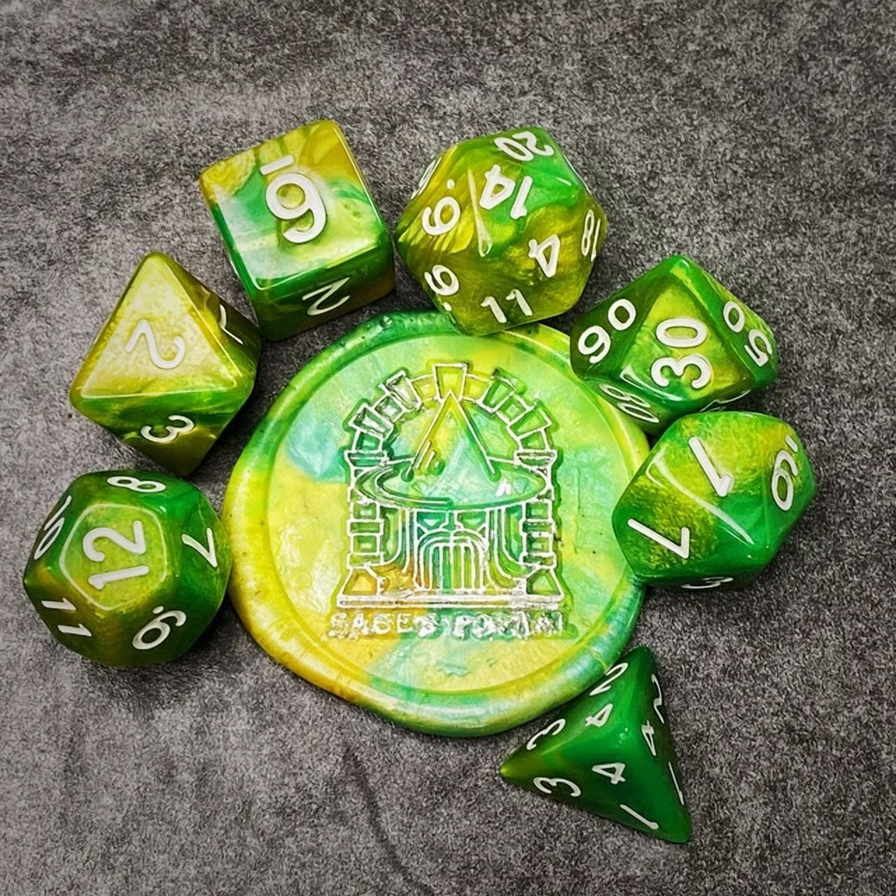 PRIME- Sage'S Stones - Grn/Lime Acrylic Polyhedral Dice Set Rpg Dnd Dungeons Dragons