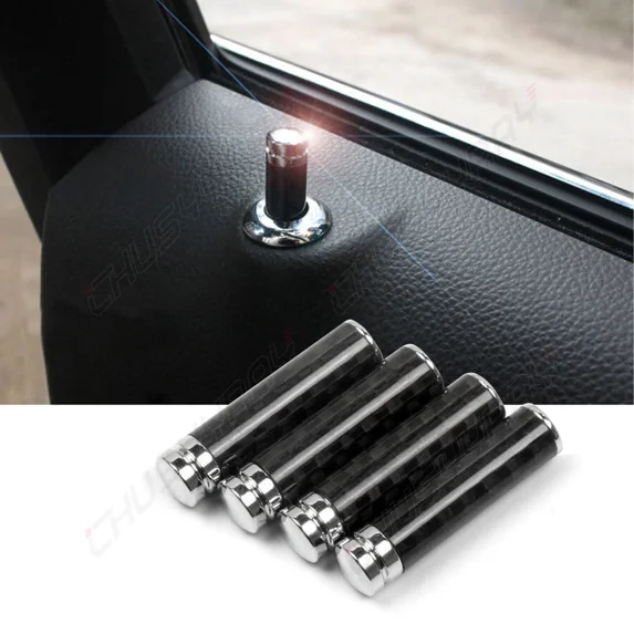 PRIME - Silver Aluminum Door Lock Stick Knob Pull Pins Cover Car Interior Accessories