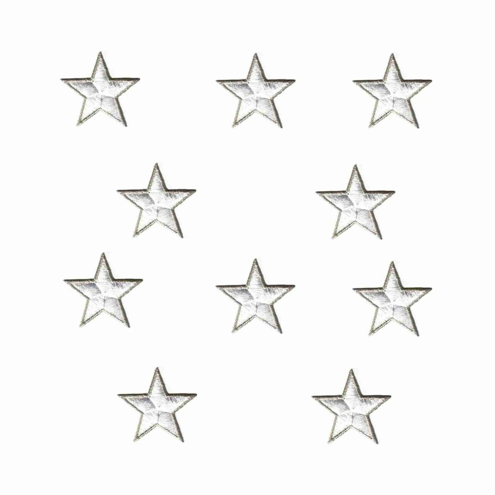 PRIME- Silver Star Patches (5-Pack) Star Embroidered Iron On Patch 1.75 Inch