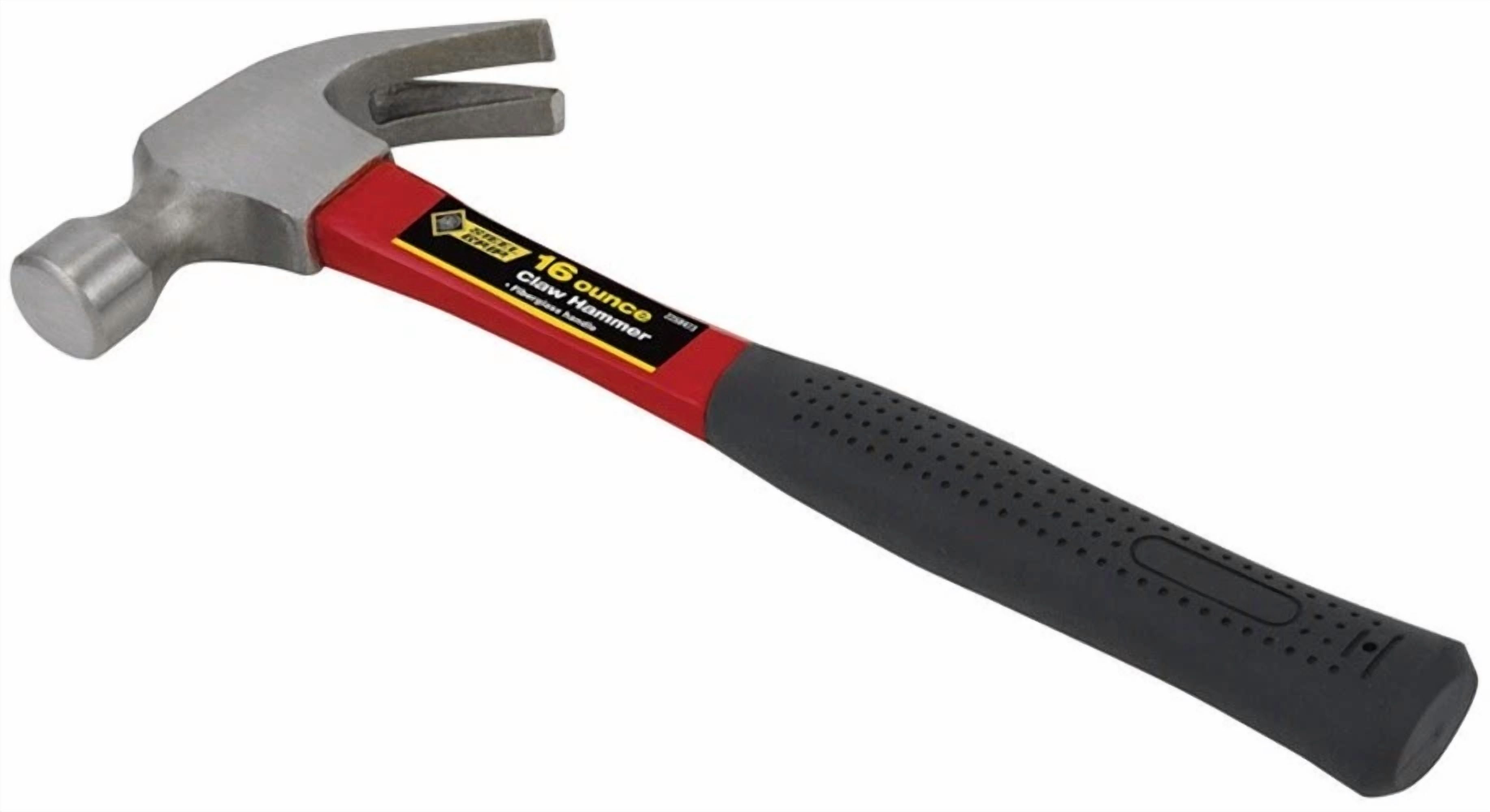 PRIME - Steel Grip 2258473 Fiberglass Handle Smooth Face 16 Oz. Claw Hammer 11.5 L In.