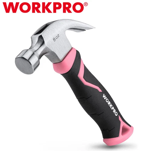 PRIME - Workpro 8Oz Claw Hammer Forged Hardened Steel Head Smooth Face Fiberglass Handle